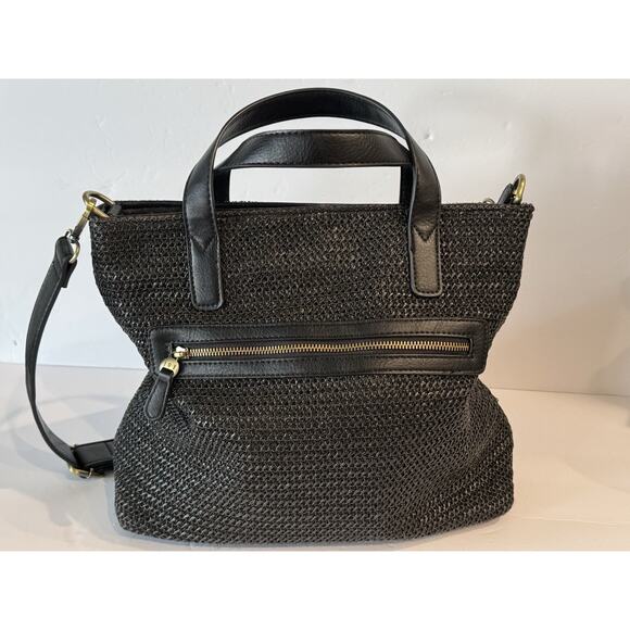 Joy Susan Black Straw Crossbody Tote Bag - Picture 4 of 11